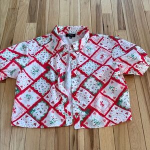 Festive Red and White Crop Top